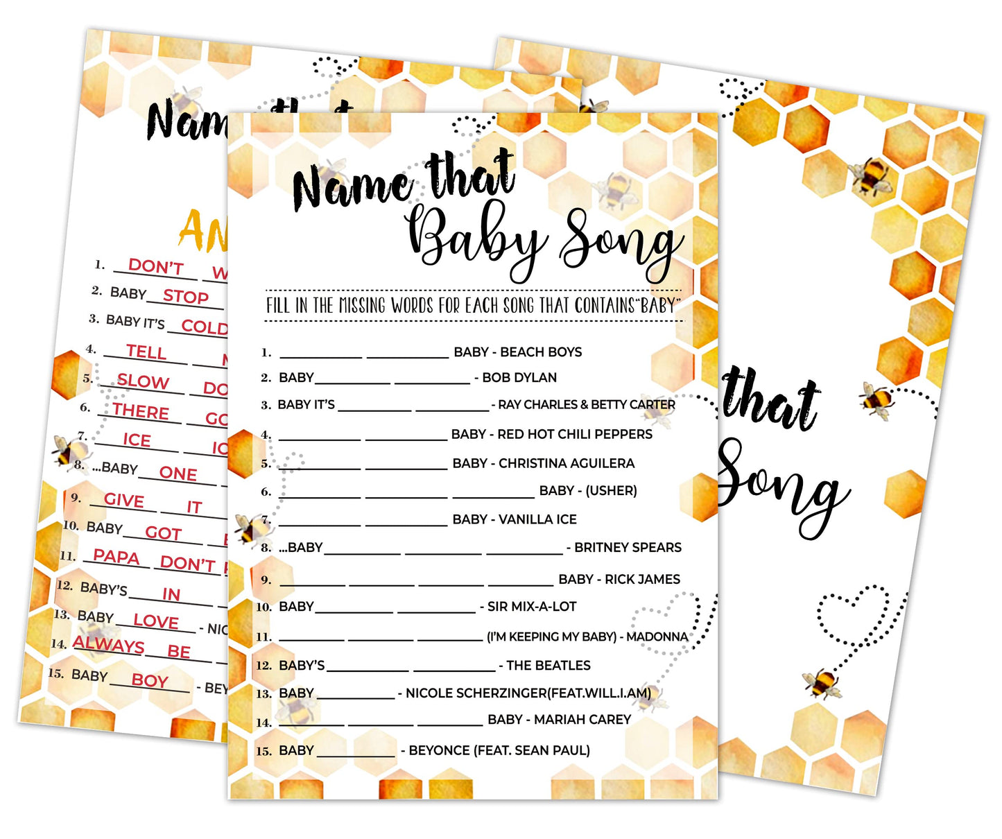 Baby Mad Libs, Baby Shower Game, Gender Reveal Party Supplies,Honeycomb Bumble Bee Party Decorations,- 30 Game Cards (Bb013-Yx12