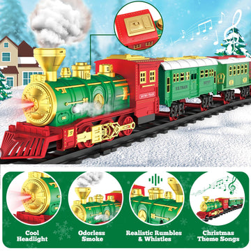 Gretex Electric Train Set With Smoke And Light For Toddlers Age 3 4 5 Year Old: Christmas Train Sets For Around The Tree With Adjustable Sound And Music Christmas Birthday Gift For Kids Age 6 7 8+