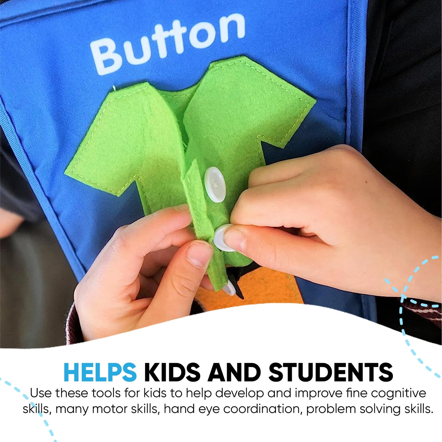 Sensory4U Learning To Dress Busy Board - Montessori-Inspired Educational Toy For Toddlers And Kids, Develops Fine Motor And Basic Life Skills