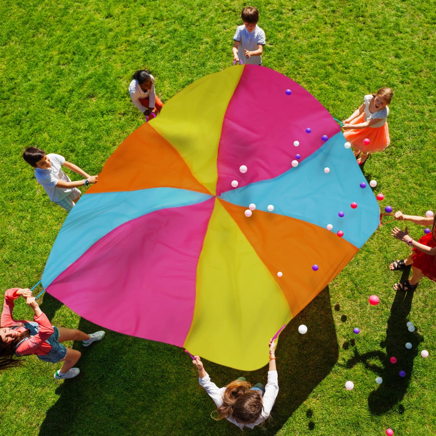 Nvatorfox 6Ft Play Parachute, Parachute With Handles Rainbow Parachute Toy