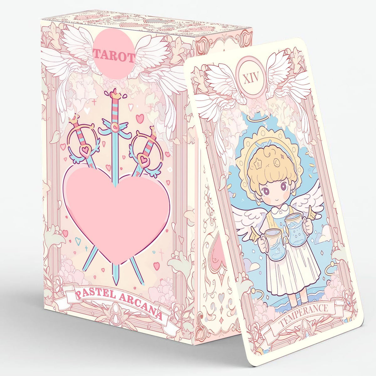 Nalniz Pastel Arcana Tarot Deck, 78 Pink Aesthetic Design Tarot Cards With Guidebook, Modern Witch Tarot For Beginners And Exper