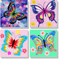 4 Pack Butterfly Paint By Number For Kids With Wooden Frame-Paint By Numbers For Kids Butterflies Ages 4-8-12,Easy Paint With Nu