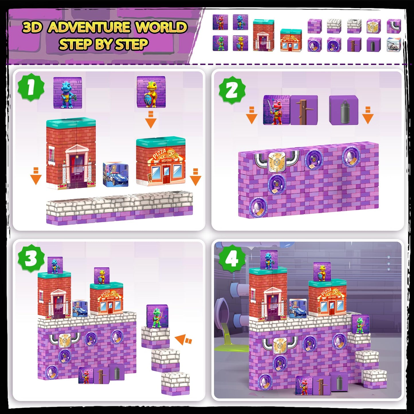 Magnetic Blocks Kids Toys, Magnetic Building Cubes - Creative Stem Sensory Autism Toys For 3+ Year Old Boys & Girls, Adventure Games Elements Magnet Toys For Ages 5-7 8-13