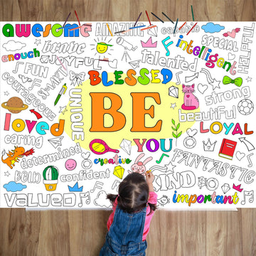 Giant Motivational Positive Coloring Poster For Kids Be Huge Inspirational Quotes Coloring Tablecloth Large Positive Coloring Bo