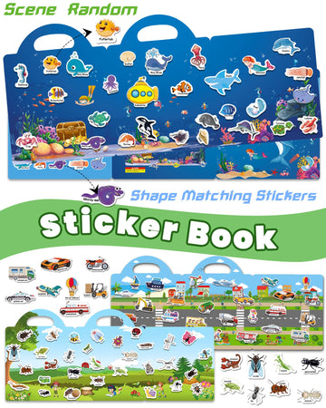 Walenced Reusable Sticker Book For Toddlers 2-4 Years, 3 Sets Stickers For Kids, Toddler Sticker Book Ages 1-3, 97 Pcs Toddler C