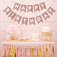 Hooqict Rose Gold Happy Birthday Banner Sign For Backdrop Glitter Rose Gold Birthday Decorations Banner Garland Bunting Flag For Women Girls Tea Party Supplies Wall Door Decorations