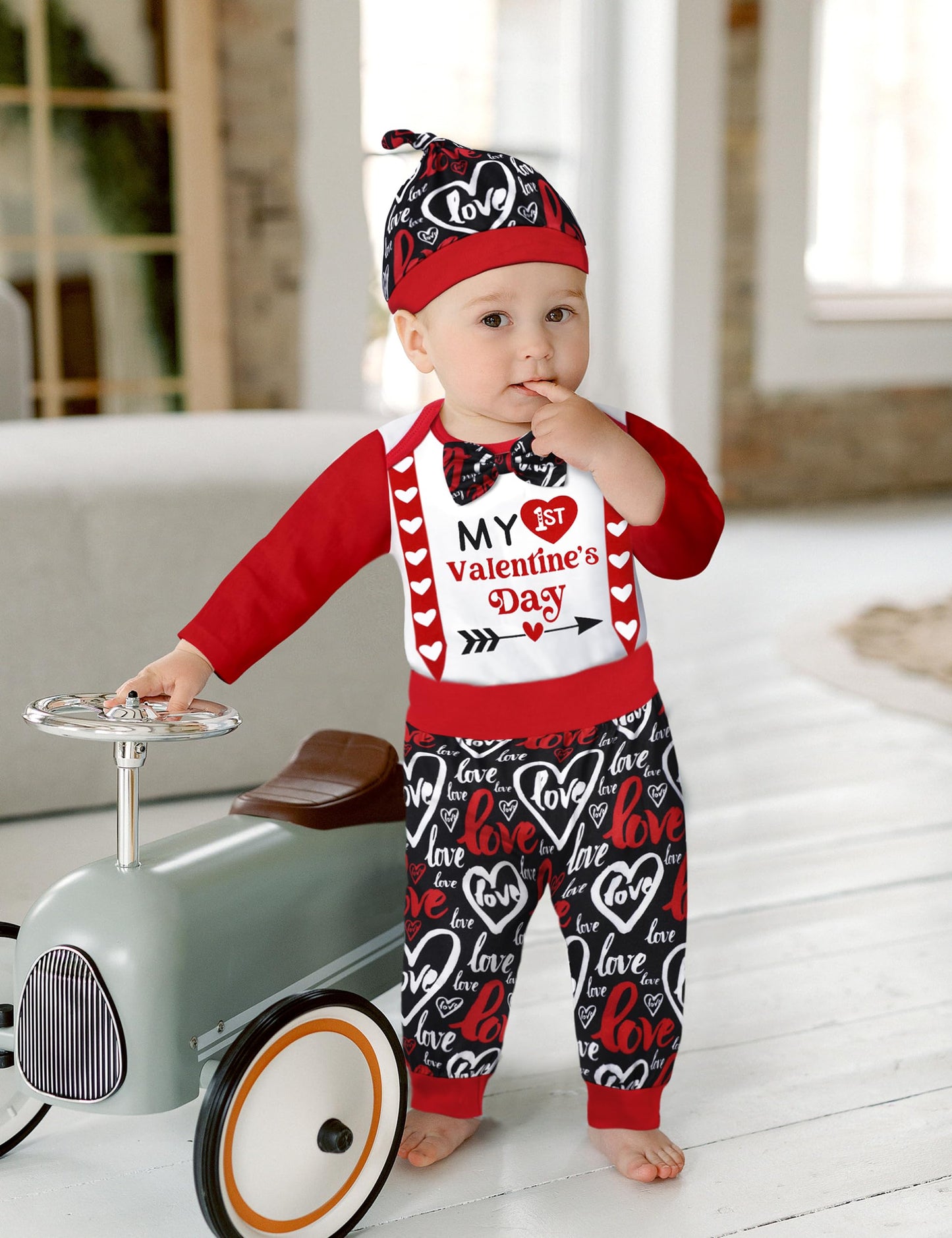 Wiqi Baby Boy Valentines Day Outfit My First Valentines Day Baby Boy Outfit 9 Months Baby Valentines Day Outfit Boy Red Long Sle