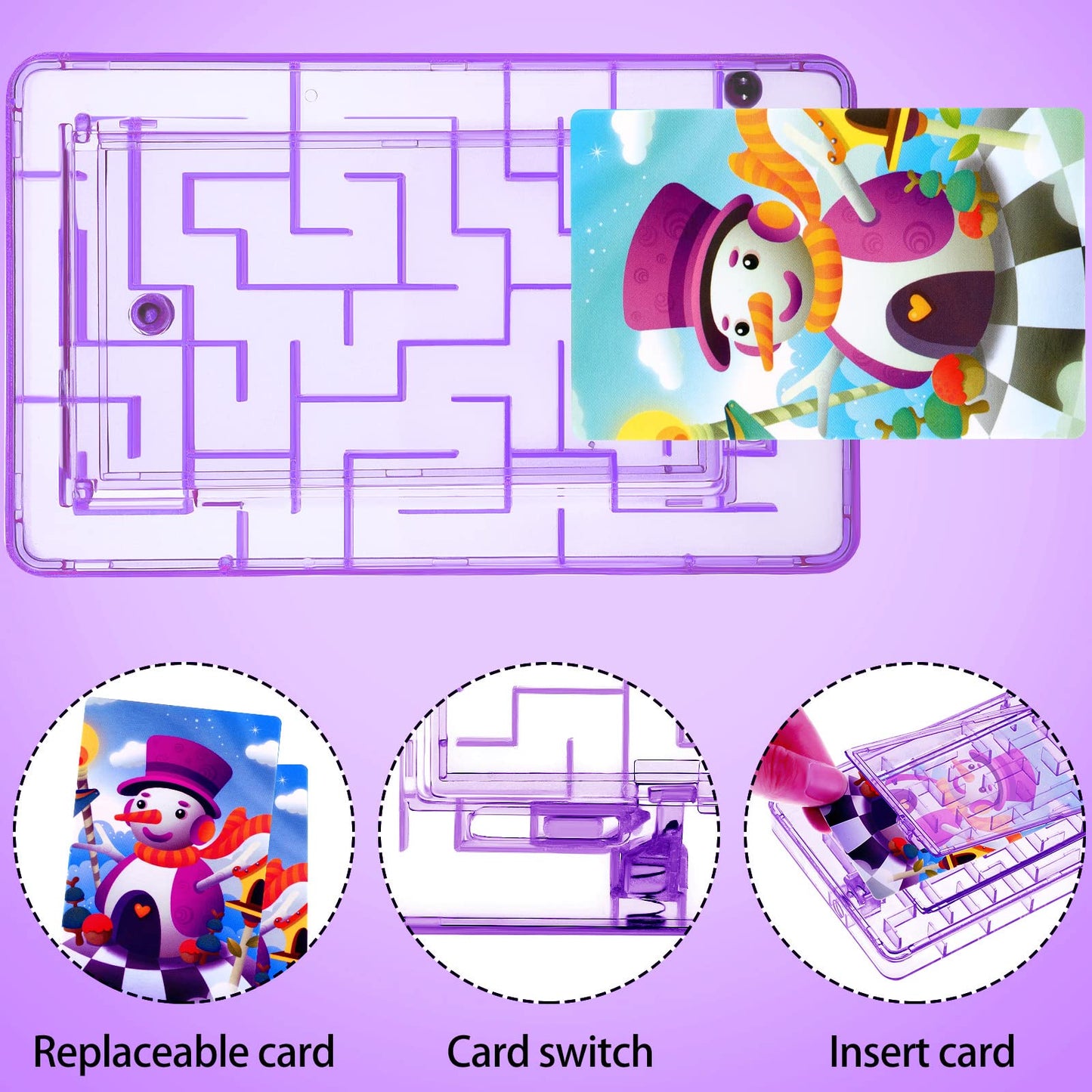 Skylety 5 Pcs Money Puzzle Box Gift Card Box Plastic Puzzle Card Holder Fun Maze Intellectual Pinball Machine Game for Teens and mature-themeds Birthday Party Favors(Purple)