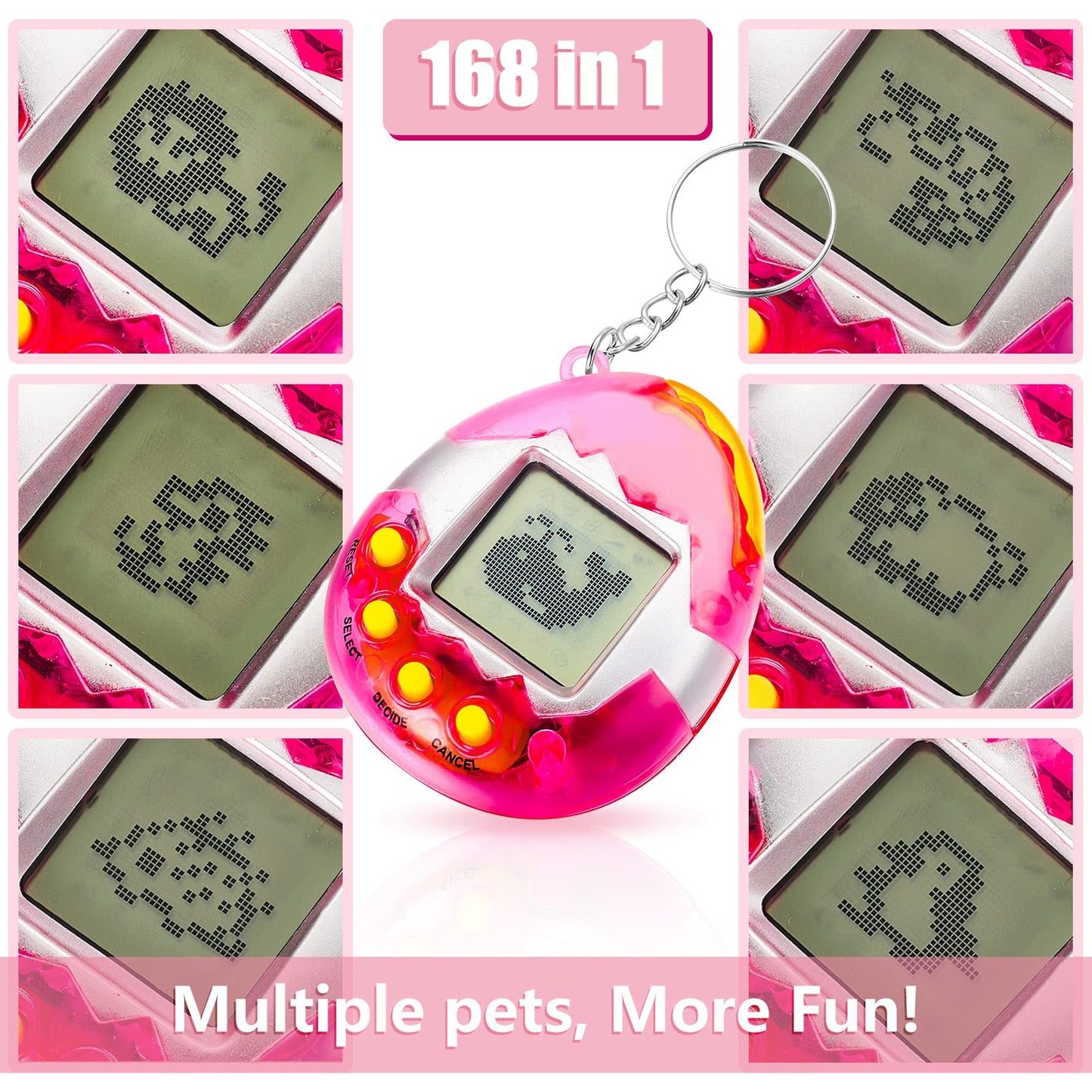 Sosation 12 Pcs Virtual Pets Keychain Egg Fillings For Kids 168 Electronic Digital Pet Easter Retro Handheld Game Machine 90S To