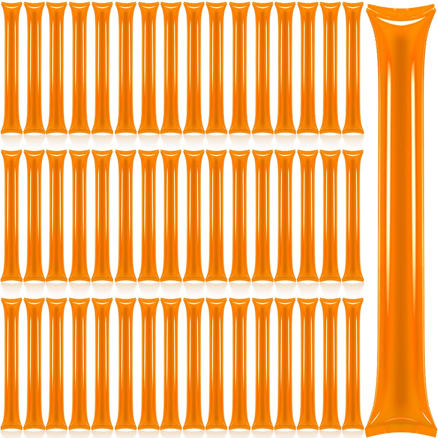 Civaner 48 Pieces Thunder Sticks Team Spirit Boom Sticks Cheering Sticks Plastic Cheerleading Spirit Stick Clapper Inflatable Noise Makers For Sporting Events Dance (Orange)