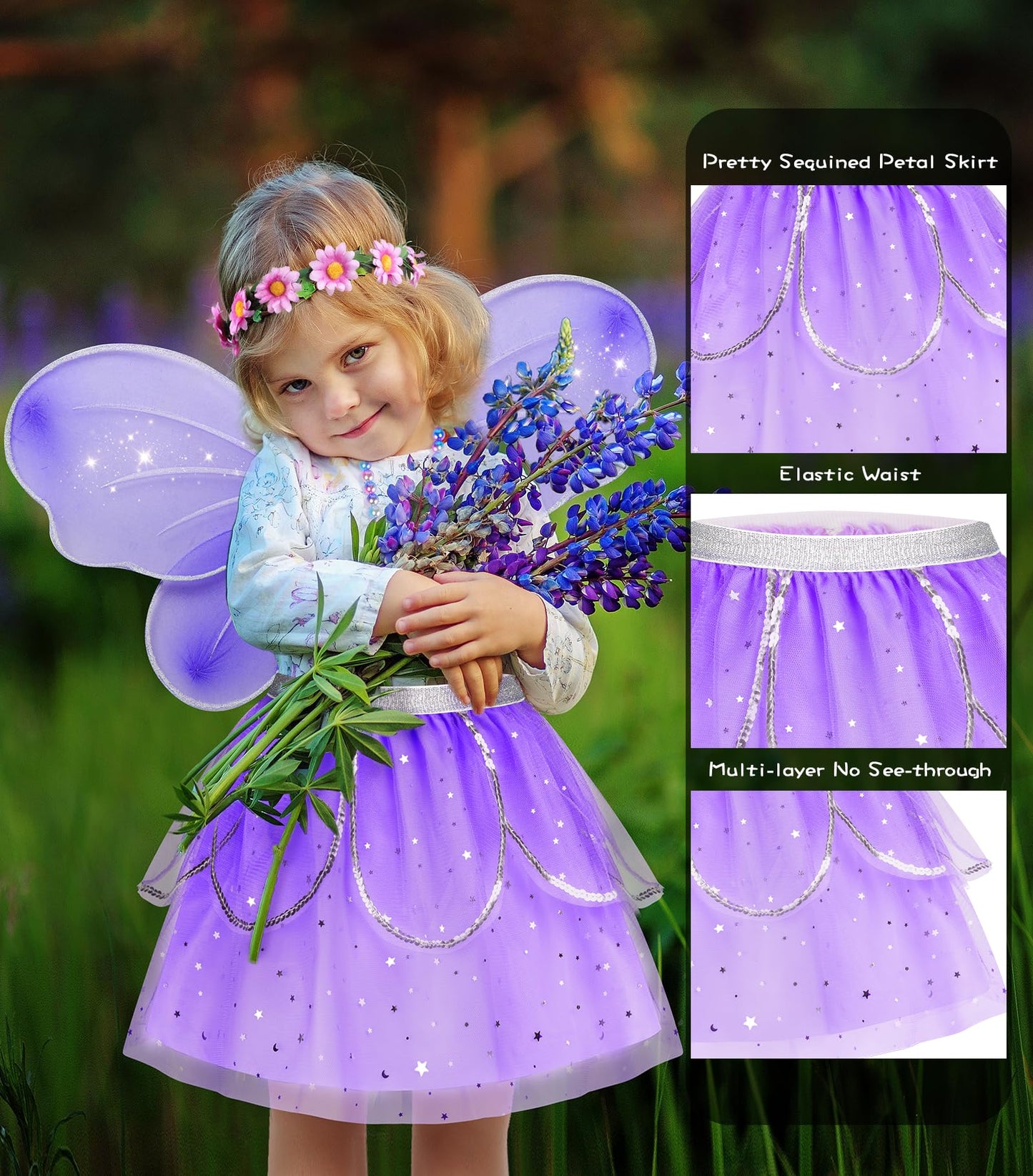 Jeowoqao Kids Princess Dress Up Set - Tutu, Butterfly Wings, Shoes, Pink, One Size, for Girls 3-6 Years