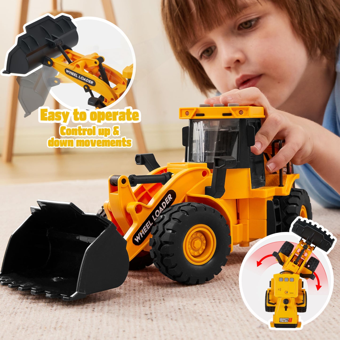 JOYIN 3 Pack Construction Toy - Excavator, Dump Truck and Loader, Moveable Claw & Lifting Back, Construction Truck Toy, Christma
