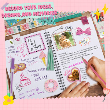 Eduman Pink Diy Journal Kit For 8-12 Years Old Girls - Ideal Birthday Gift For Kids, Diary & Scrapbooking Supplies Set With Arts & Crafts Tools For Recording Memories And Creative Expression