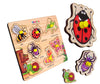 FUNBIZZ Wooden Insects Peg Puzzle for Kids Montessori Educational Insect Identification Board Learn Bee, Ladybug, Grasshopper, S