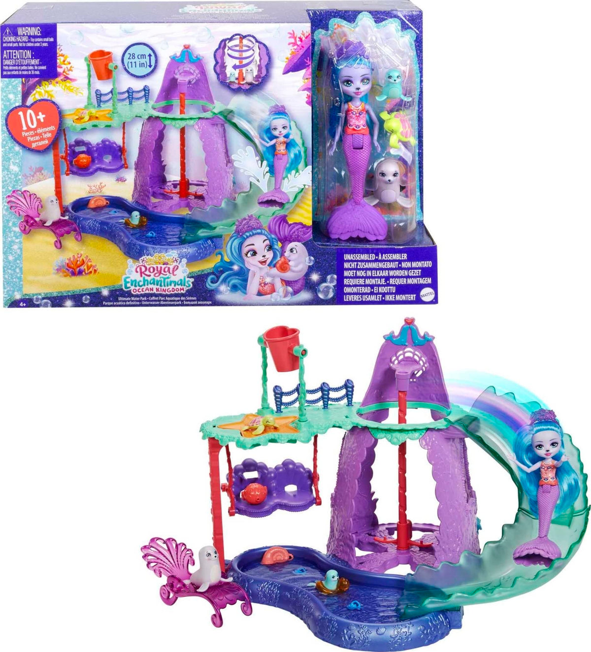 Mattel Enchantimals Ultimate Water Park Playset With Shayda Sea Lion Small Doll, 4 Animal Figures & Accessories, Ocean Kingdom S