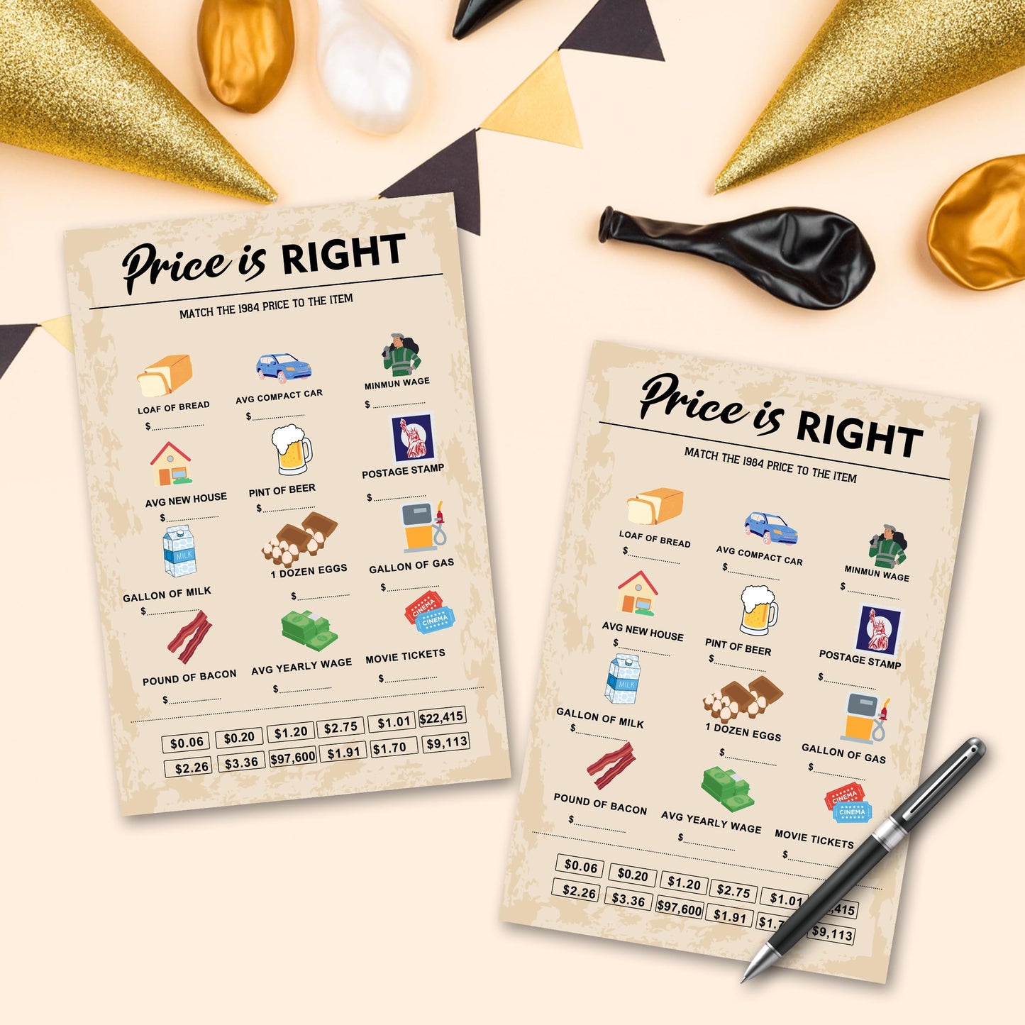 40Th Birthday Party Games, Price Is Right Games, Birthday Party Supplies For Adults, Fun 1984S Party Game,Pack Of 30 Cards