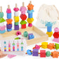 KidMigo Montessori Toys for 3 Year Old  Stacking Toys for Toddlers  Stacking Blocks  Lacing Beads  Matching Shape Preschool Toys  Montessori Toys for 3 4 5 Year Olds with Canvas Storage Bag