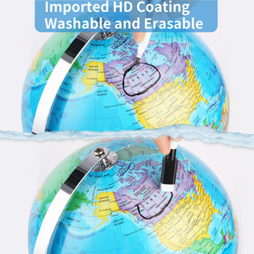 Eolivees 9'' Globe For Children World Globe With Stand Rewritable Easy-Read High Clear Map Earth Globes For Adults, Educational