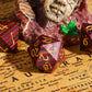 HDdais Wood DND Dice Set Red Orange Striped Handmade Wood Dice Set for Dungeons and Dragons Role Playing Games