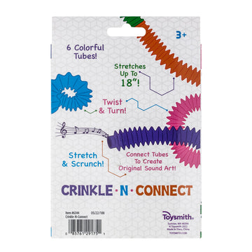 Toysmith Crinkle N' Connect, 6 Colors, 6 Tubes, Makes Sound, Musical Toy, Fidget Toy, For Boys And Girls Ages 3+