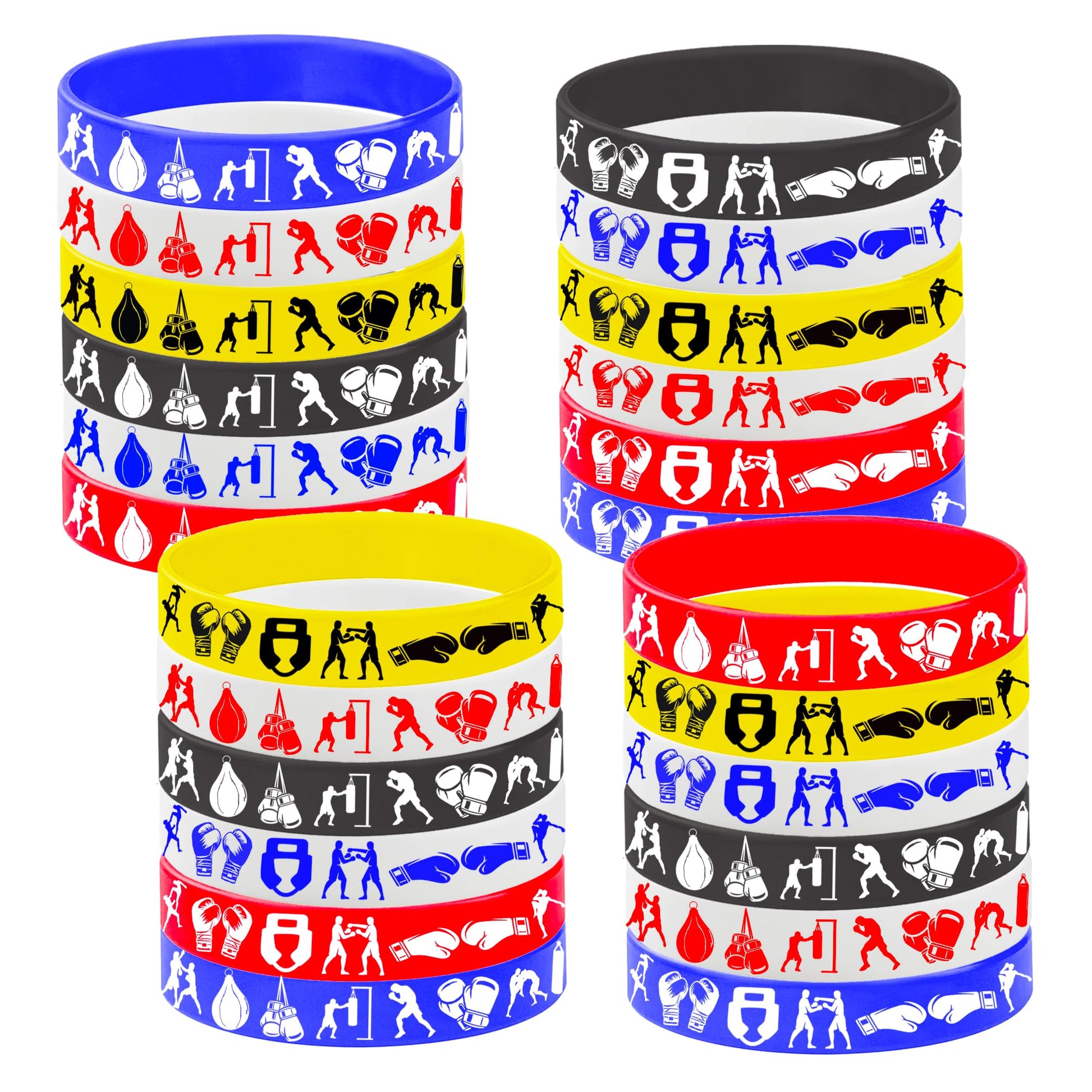 CupaPlay 24PCS Boxing Rubber Bracelets - Suitable for Boxing Fan Sports Match Themed Party Supplies Decorations Birthday Baby Sh