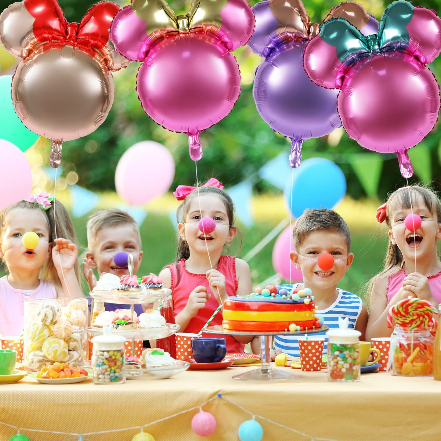 6 Pcs Mouse Head Balloons, 24'' Mouse Mylar Balloon Jumbo Mouse Head Aluminum Foil Balloons For Birthday Party Decorations Baby Shower Supplies Party Favors
