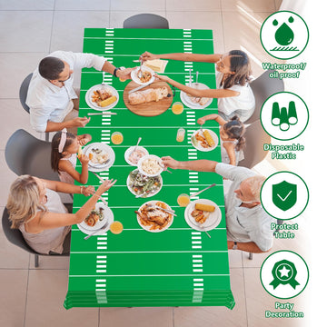 Ohome Football Party Decorations - Superbowl Party Decorations 2025 - Disposable Tablecloth Plastic Table Covers For Football Ga