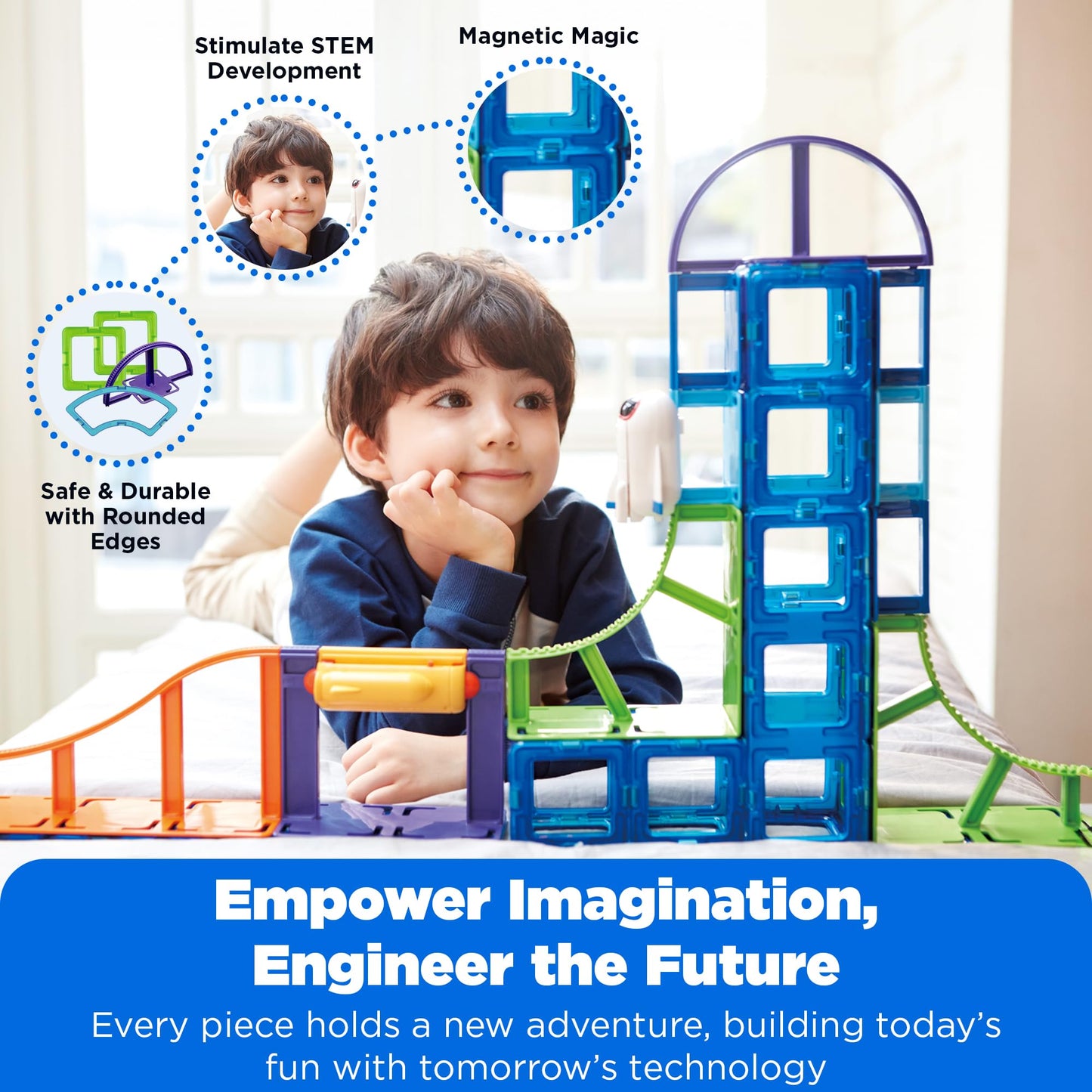 Magformers Sky Track Play 64Pc Set | Magnetic Tiles For Stem Development, Education And Critical Thinking | Magnetic Blocks And Building Tiles To Develop Problem-Solving Ability And Shape Recognition
