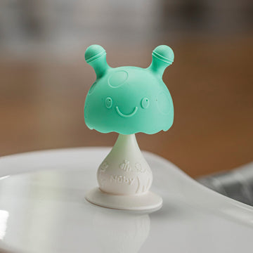 Nuby Super Soft Silicone Teether With Suction Base - Visually Stimulating And Easy To Grasp Toy For Baby Teething Relief - 3+ Mo