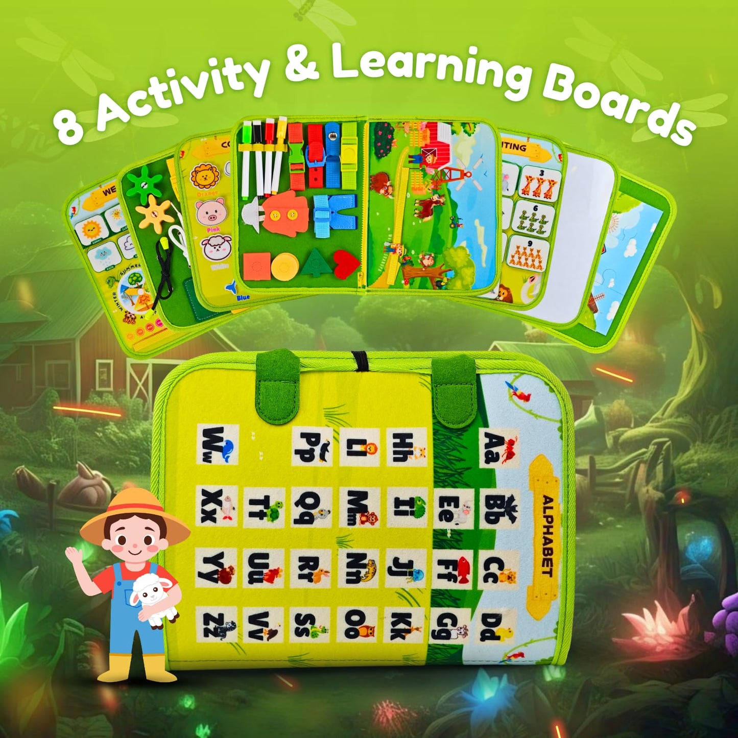 Farm Busy Book for Toddlers 1-3 | Montessori Activity Book with Various Activities For Girls & Boys | Educational Learning Senso