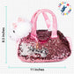 Little Jupiter Plush Set - Reversible Sequins Purse & White Labradoodle Stuffed Animal Toy - 11 inches - Ages 4-7 - Model LJ-003-DOG-WHITE