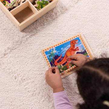 Melissa & Doug Dinosaurs 4-In-1 Wooden Jigsaw Puzzles In A Storage Box (48 Pcs) - Fsc Certified