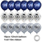 UniBirthLon 18pcs Birthday Balloons Set - Navy Blue & Silver, Rubber, 90th Birthday Decorations with Confetti for Men & Women