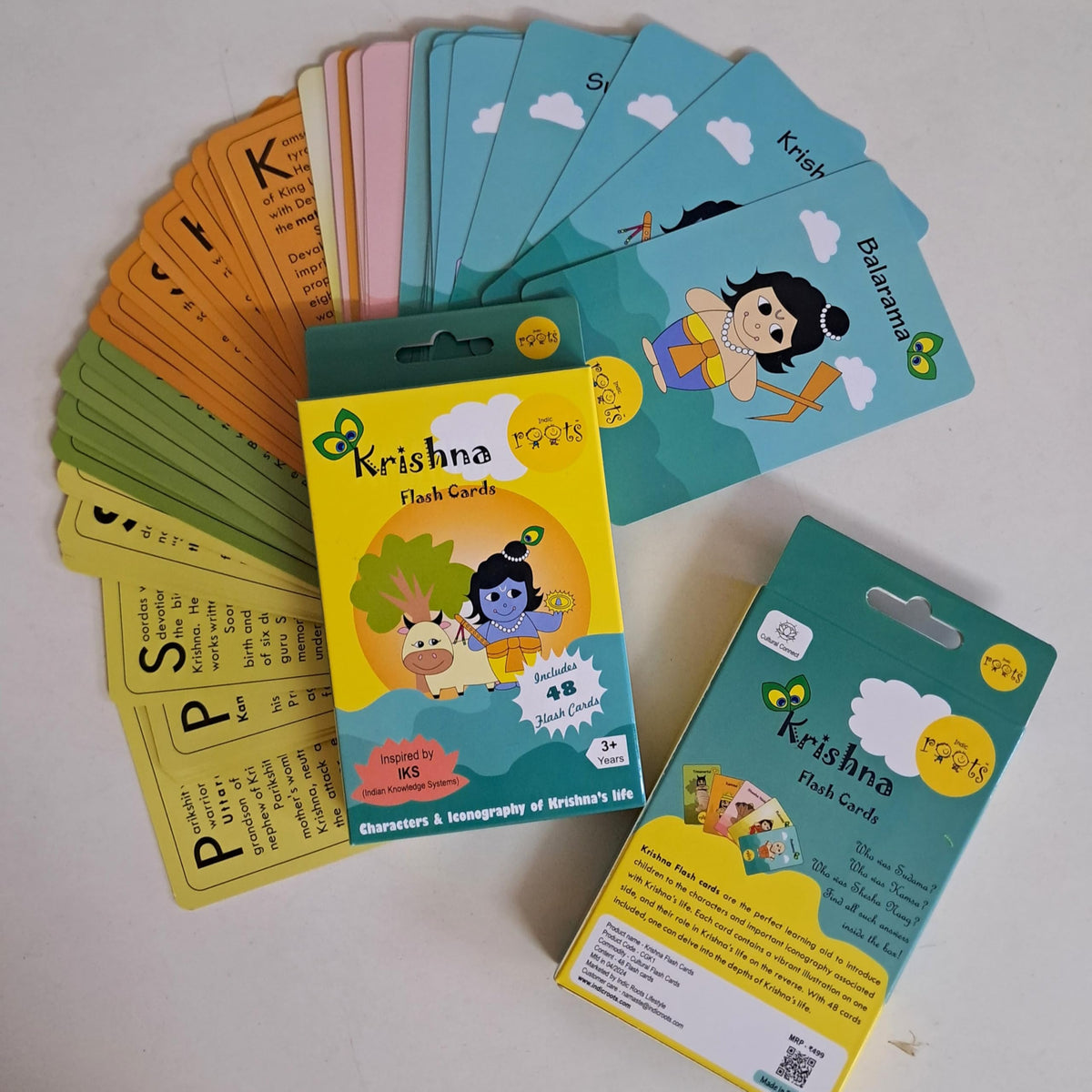 Indic Roots Krishna Flash Cards  Set Of 48, Educational Gift For Children, Krishna Stories For Kids, Janamashtami Gift, Birthda
