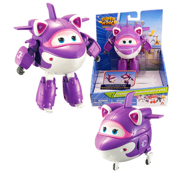 Super Wings Transformer Toys, 5 In Crystal Transforming Airplane Toys, 2-In-1 Mode Action Figures, Plane To Robot, Preschool Gift Transformer Figures Toys For Boys Girls Kids Age 3 4 5 6 7 8+