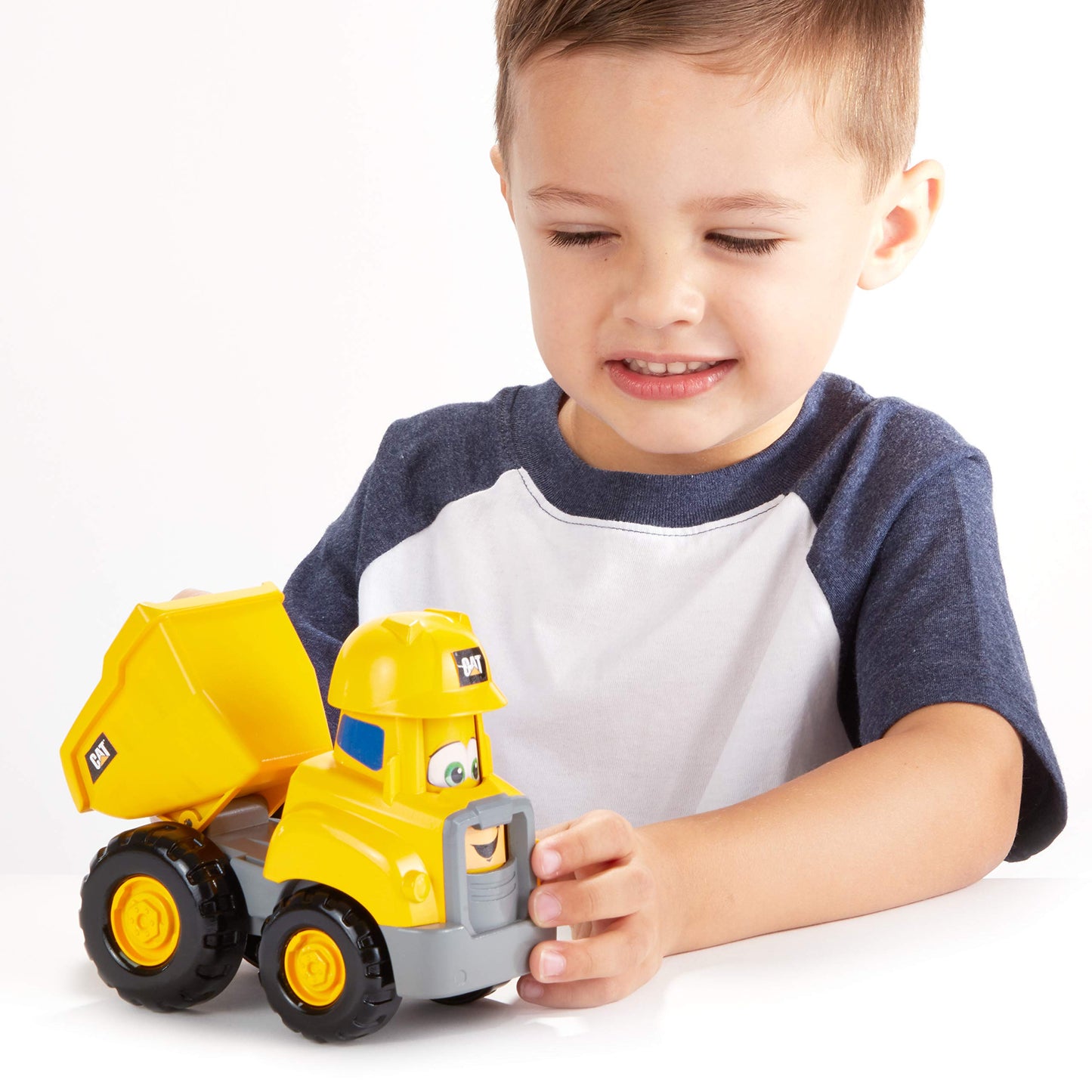 CAT Construction Toys, Junior Crew Construction Pals Dump Truck Educational Preschool Vehicle with Kid Vroom Sounds and Animated