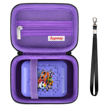 Supmay Carrying Case For Bitzee/Disney Interactive Toy/Magicals Interactive Toy Digital Pet, Gifts For Virtual Pet Enthusiast/Girls & Boys, Travel Case With Mesh Pocket For Battery, Cable,Black+Purple