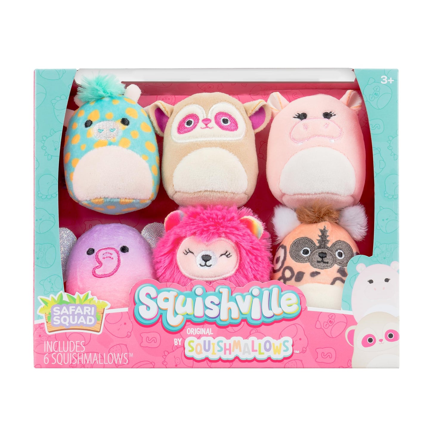 Squishville Sqm0508 Safari Squad, Super Soft Mini Squishmallows, 5 Cm Plush Figures, Pack Of 6