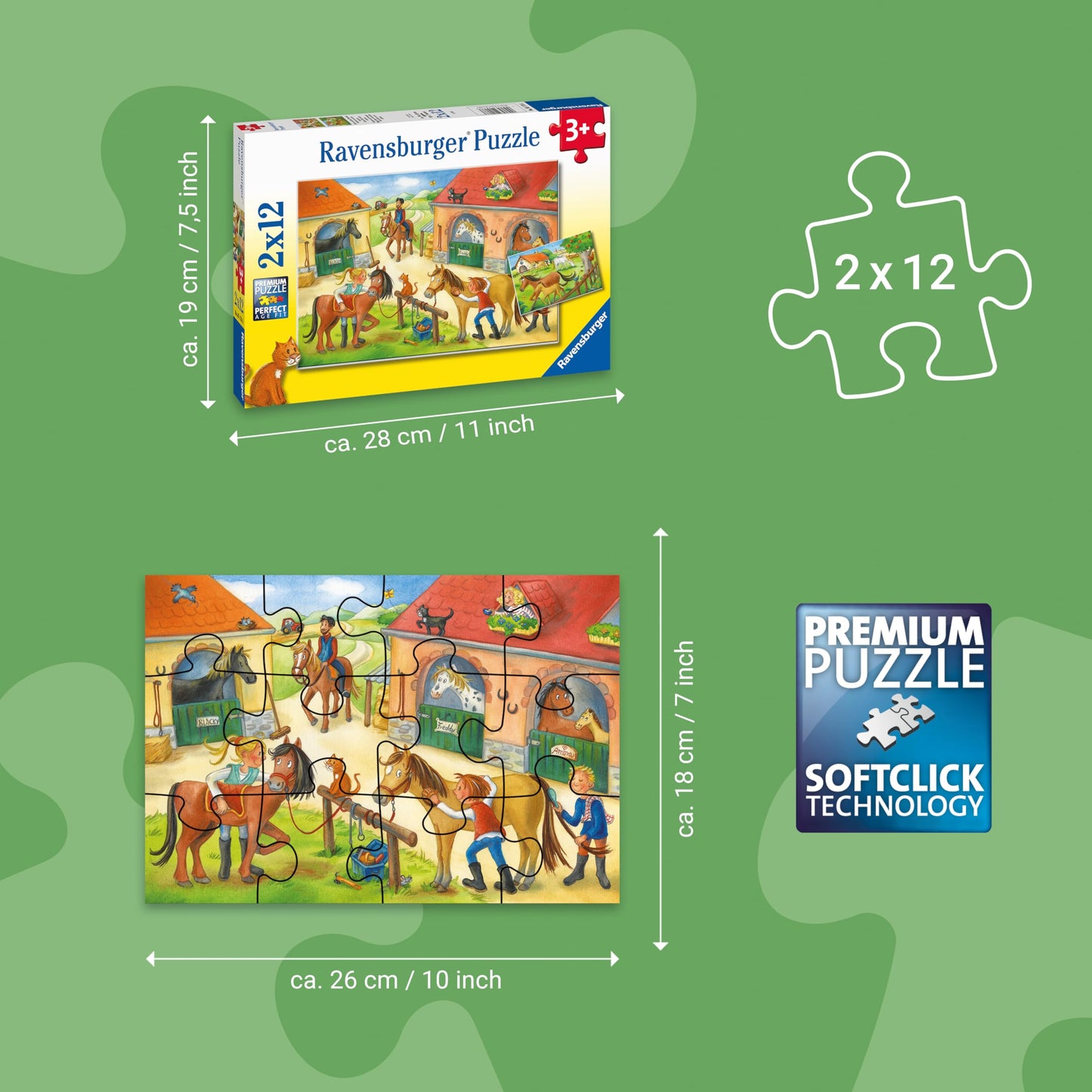 Ravensburger 24 Piece Jigsaw Puzzle 2 Pack - Farm & Construction Site - Multicolor - Premium Cardboard - Ideal for Ages 4+