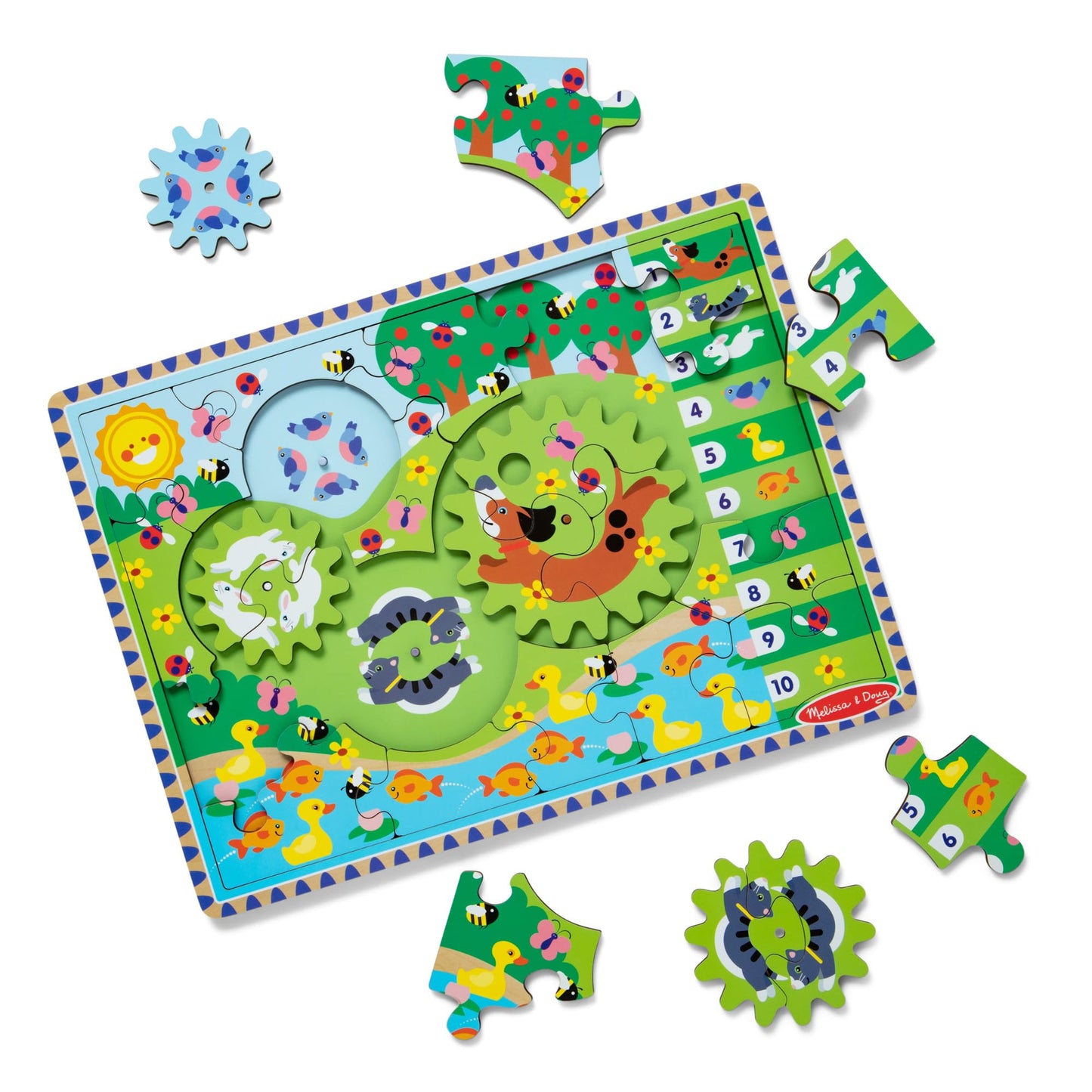 Melissa & Doug Wooden Animal Chase Jigsaw Spinning Gear Puzzle - 24 Pieces Wooden Puzzle for Toddlers and Preschoolers, for Boys