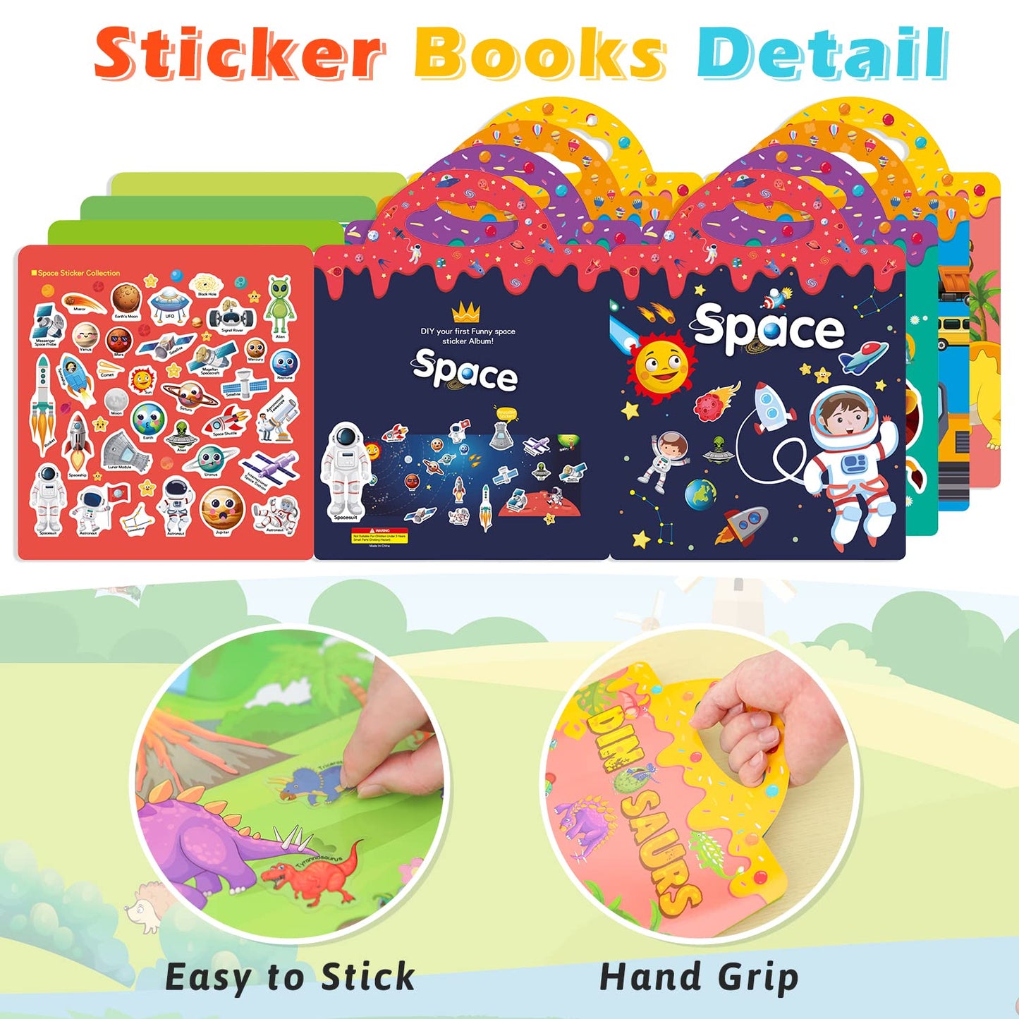 Sticker Book Reusable - 4 Sets Sticker Pads - Removable Stickers Toy For Kids Fashion Activity, Creative Sticker Story Books For
