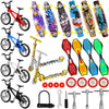 Skylety 31 Pieces Mini Finger Toys Set For Boy Girl Includes 6 Finger Skateboards, 4 Finger Bikes, 2 Mini Scooters 4 Swing Board 8 Matched Wheels 7 Tool Accessories Educational Toy Party Favor(Novel)