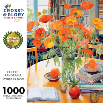 Cross & Glory 1000 Piece Jigsaw Puzzle - Poppies Panorama - Large Art Puzzle - Satin Finish - CG-M-067