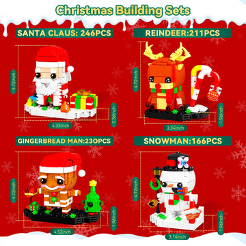 Eelexa Christmas Building Toys Set Includes Santa Claus, Snowman, Reindeer, Gingerbread, Christmas Building Blocks For Kids, Boy