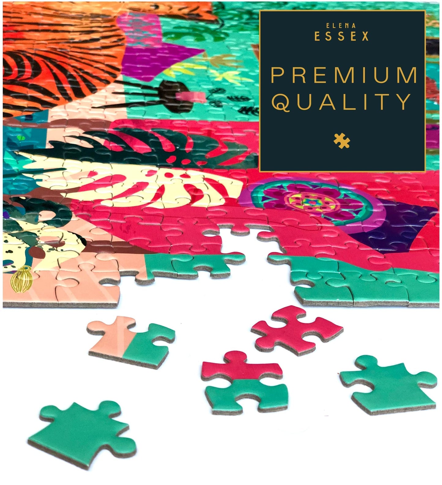 Elena Essex 1000 Piece Puzzle For Adults - Tiger Lounge/Puzzles For Adults 1000 Pieces/Plants Succulents Cat Puzzle/Puzzle 1000 Pieces/Puzzle Size 28 X 20 Inches