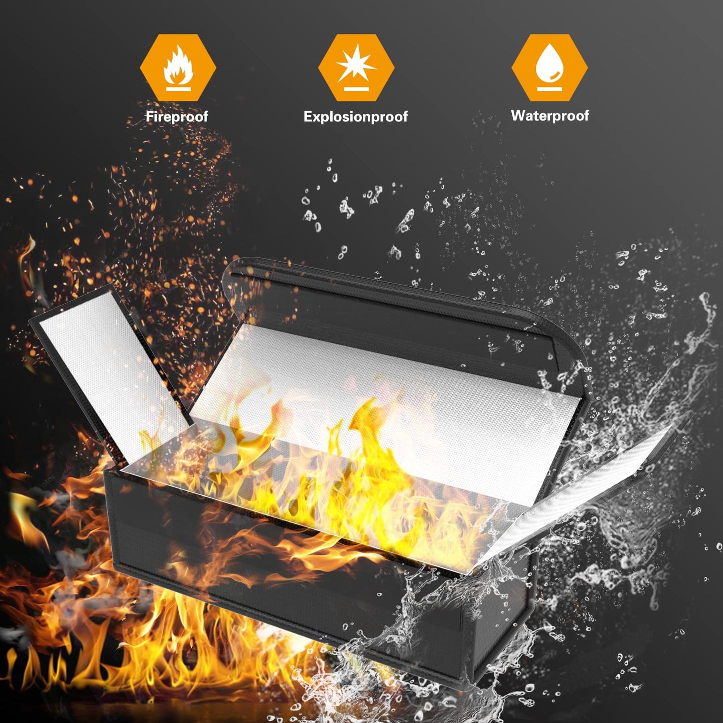 SUPULSE Lipo Safe Bag Fireproof Explosionproof Bag Lipo Battery Bag Lipo Battery Storage Guard Safe for Charge & Storage(2 pcs)