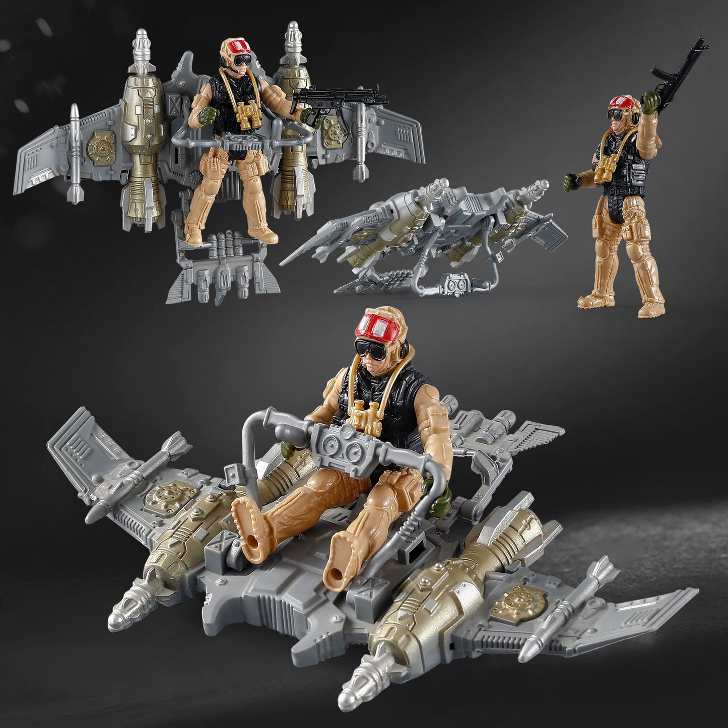 US Army Men Action Figures Play Set Toy Soldiers with Military  Accessories for Kids Boys