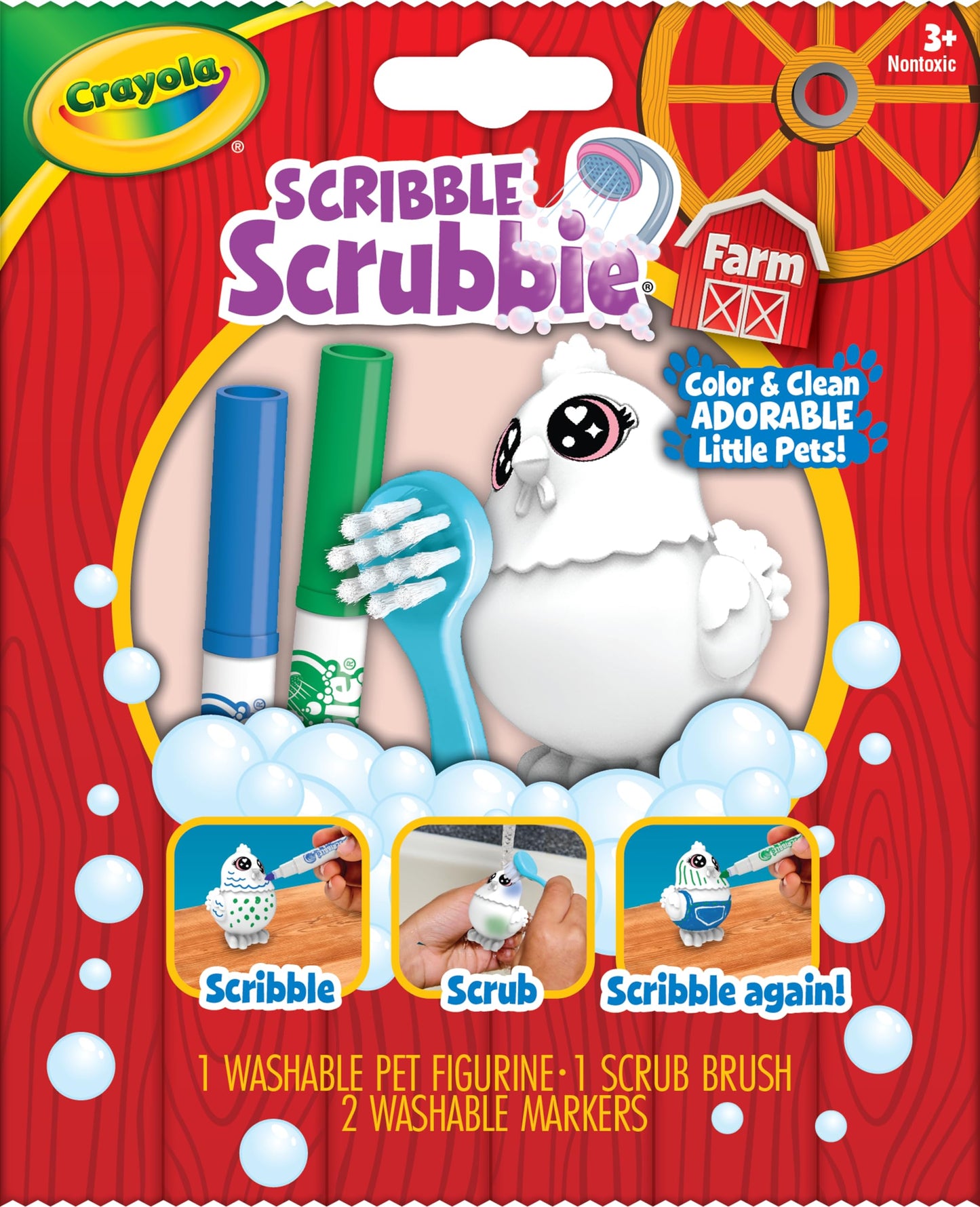 Crayola Scribble Scrubbie Pets, 1 Ct, Farm Animal Toys, Gifts for Kids Ages 3, 4, 5, 6