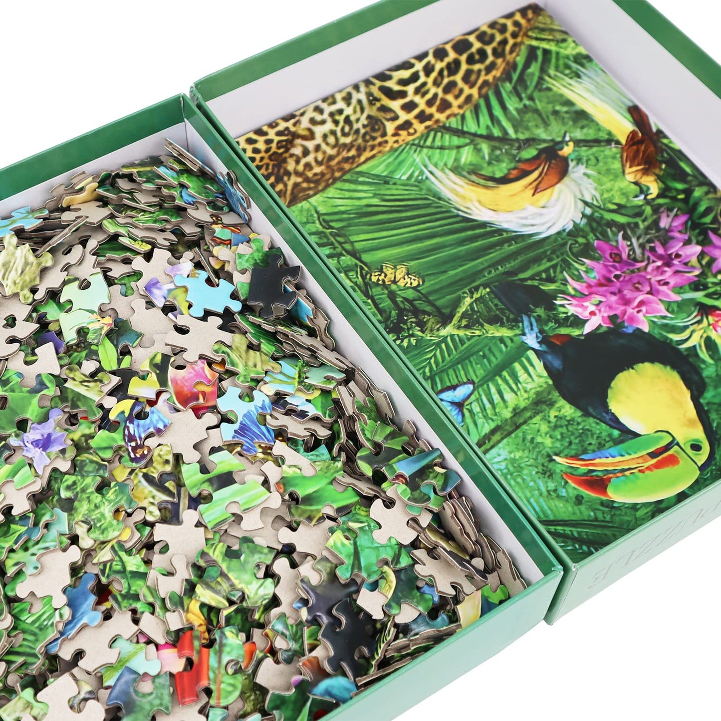 Beduke Jigsaw Puzzles For Adults 1000 Piece - Every Piece Is Unique - Precise Interlocking Tropical Forest Animals Thick Sturdy Cardboard Family Game Puzzle Age 14+