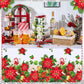 Newwiee 3 Pcs Christmas Poinsettia Tablecloths Red White Flower Plastic Table Covers 54 x 108 Inch Disposable Rectangle Xmas Tab
